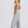 Pantalones joggers de talle medio y corte recto en gris jaspeado
