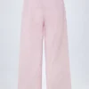 Pantalones Piran de popelín de algodón de pierna ancha con rayas rosas