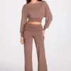 Pantalones rectos de talle bajo Thea Modal en color moca