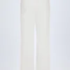 Pantalones rectos de talle medio Libby Pointelle en blanco