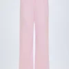Pantalones rectos de talle medio Libby Pointelle en rosa bebé
