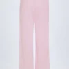 Pantalones rectos de talle medio Libby Pointelle en rosa bebé