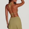 Pareo Signature con lazos laterales en verde matcha