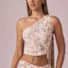 Parte de arriba de un solo hombro con detalle de pañuelo Rae en estampado floral Primrose