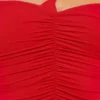 Partes de arriba asimétricas de jersey elástico con detalle de rosas de Tesia en rojo escarlata