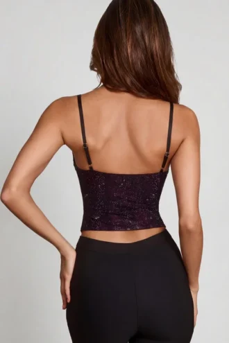 Partes de arriba con cuello vuelto y aberturas decoradas Armelia en serpiente morada