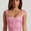 Partes de arriba cortas con cuello cuadrado y adornos Lirael en rosa
