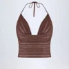 Partes de arriba cortas con cuello halter y escote pronunciado Sol en color bronce