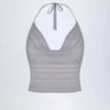 Partes de arriba cortas con cuello halter y escote pronunciado Sol en color plateado