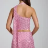 Partes de arriba Cosette asimétricas con detalle de pañuelo y adornos en rosa