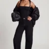 Partes de arriba de jersey suave con cuello cuadrado y fruncidos Mirandria en negro