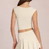 Falda-pantalón de talle medio Evelique en color marfil