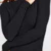 Partes de arriba Luisa de manga larga con fruncidos y tejido de punto elástico en negro
