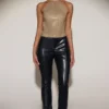 Partes de arriba sin espalda con cuello halter de jersey adornado Tindra en dorado