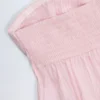 Partes de arriba sin tirantes de popelín de algodón con lazo delantero Alma en rayas rosa y blanco