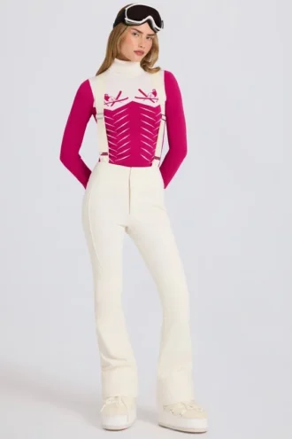 Peto impermeable de talle alto con tirantes en color Ice