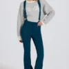 Peto impermeable de talle alto con tirantes en color verde azulado