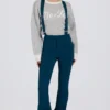 Peto impermeable de talle alto con tirantes en color verde azulado