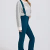 Peto impermeable de talle alto con tirantes en color verde azulado