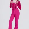 Peto impermeable de talle alto con tirantes en rosa magenta