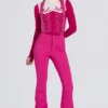 Peto impermeable de talle alto con tirantes en rosa magenta