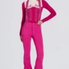 Peto impermeable de talle alto con tirantes en rosa magenta