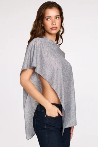 Poncho de jersey transparente Ghalia en gris
