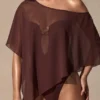 Poncho transparente Zarayah en marrón espresso