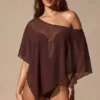 Poncho transparente Zarayah en marrón espresso