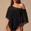 Poncho transparente Zarayah en negro