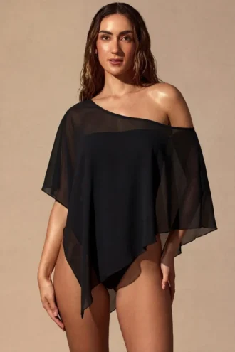 Poncho transparente Zarayah en negro