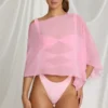 Poncho transparente Zarayah en rosa algodón de azúcar