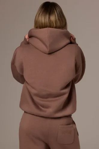 Sudadera con capucha oversize bordada en color cacao