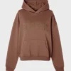 Sudadera con capucha oversize bordada en color cacao