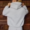 Sudadera con capucha oversize bordada en gris jaspeado