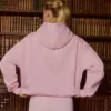 Sudadera con capucha oversize bordada en rosa empolvado