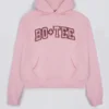 Sudadera con capucha oversize bordada en rosa empolvado