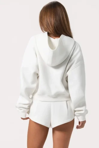 Sudadera con capucha oversize con cremallera en color Milk