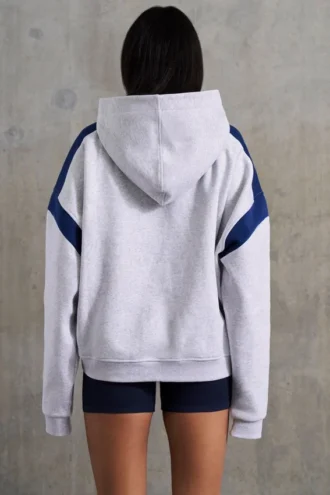 Sudadera con capucha oversize de felpa de algodón en gris jaspeado
