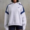 Sudadera con capucha oversize de felpa de algodón en gris jaspeado