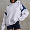 Sudadera con capucha oversize de felpa de algodón en gris jaspeado