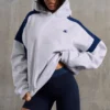 Sudadera con capucha oversize de felpa de algodón en gris jaspeado