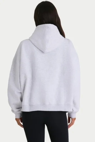 Sudadera con capucha oversize de felpa de algodón suave en gris jaspeado