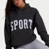 Sudadera con capucha oversize de felpa de algodón suave en negro
