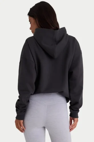 Sudadera con capucha oversize de felpa de algodón suave en negro