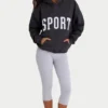 Sudadera con capucha oversize de felpa de algodón suave en negro