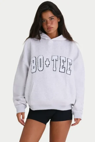 Sudadera con capucha oversize de jersey de algodón suave en gris jaspeado