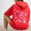 Sudadera con capucha oversize de jersey de algodón suave en rojo