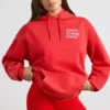 Sudadera con capucha oversize de jersey de algodón suave en rojo