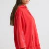 Sudadera con capucha oversize de jersey de algodón suave en rojo